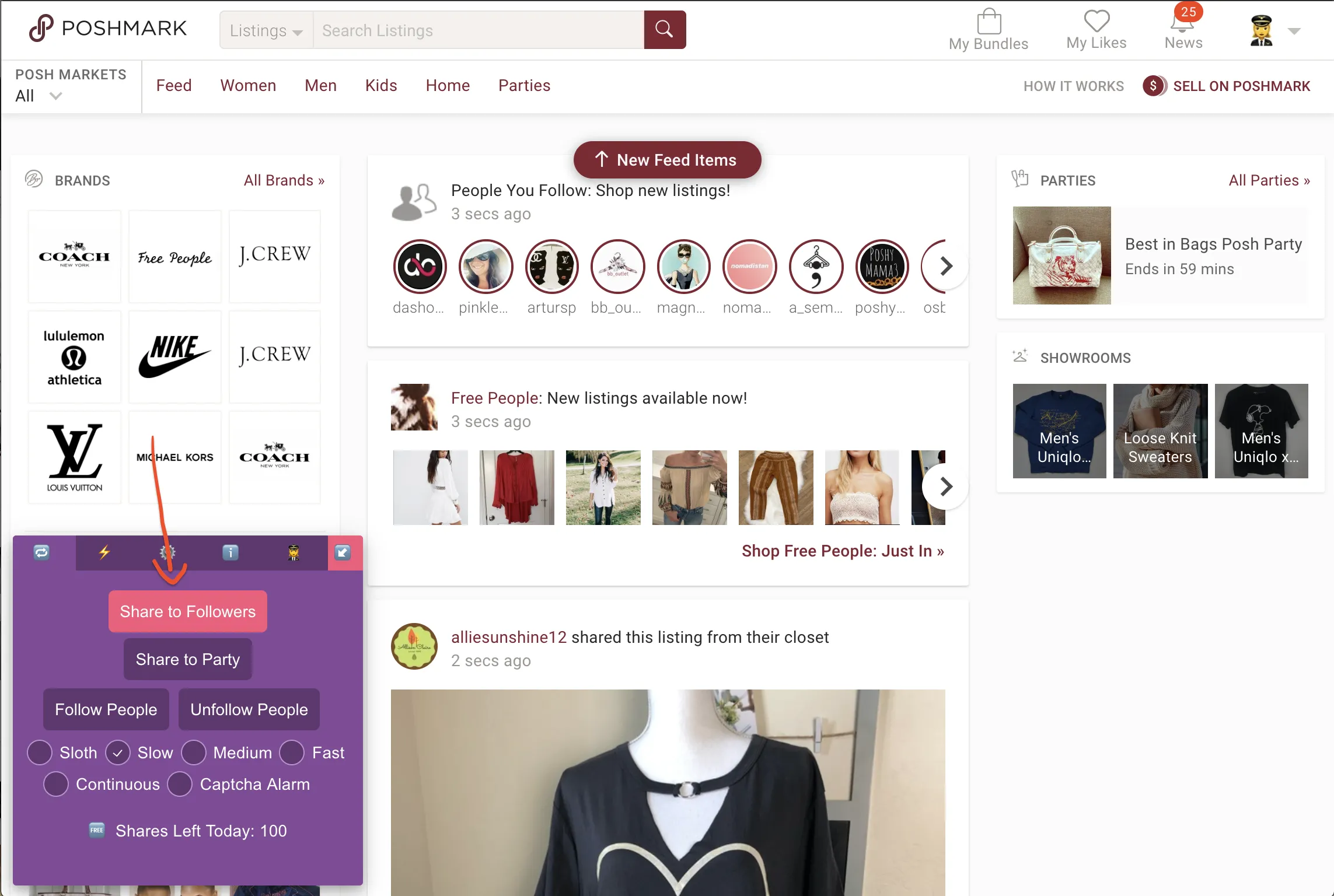 ClosetPilot widget sharing